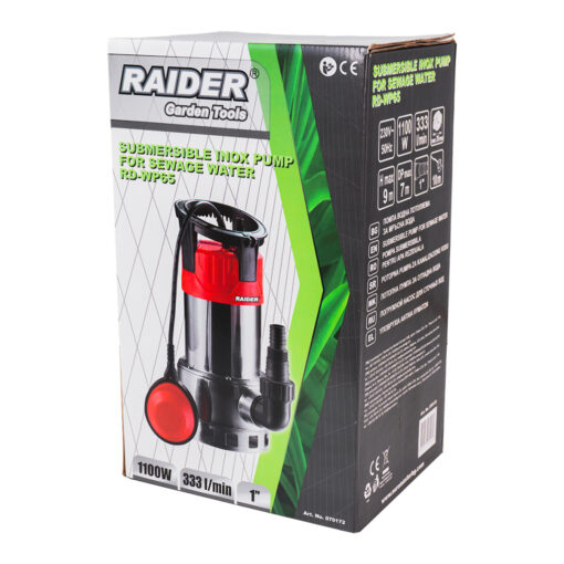 RAIDER ΑΝΤΛΙΑ ΥΠΟΒΡΥΧΙΑ ΑΚΑΘΑΡΤΩΝ INOX RD-WP65 1100W 1"max 333L/min 9m 070172