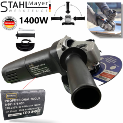 ΓΩΝΙΑΚΟΣ ΤΡΟΧΟΣ 125mm, 1400w – STAHLMAYER Black