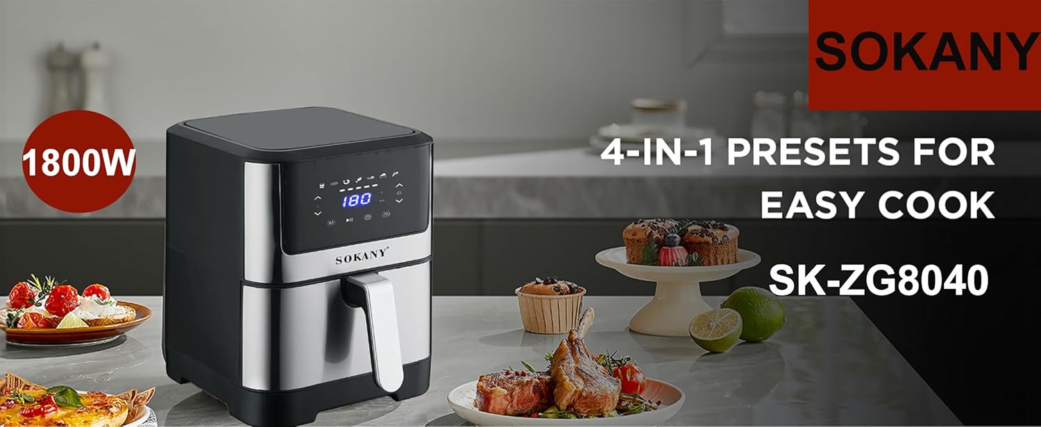 ΦΡΙΤΕΖΑ ΑΕΡΟΣ (AIR FRYER) 7L, 1800W – SOKANY ΦΡΙΤΕΖΑ ΑΕΡΟΣ (AIR FRYER) 7L, 1800W - SOKANY - Image 5