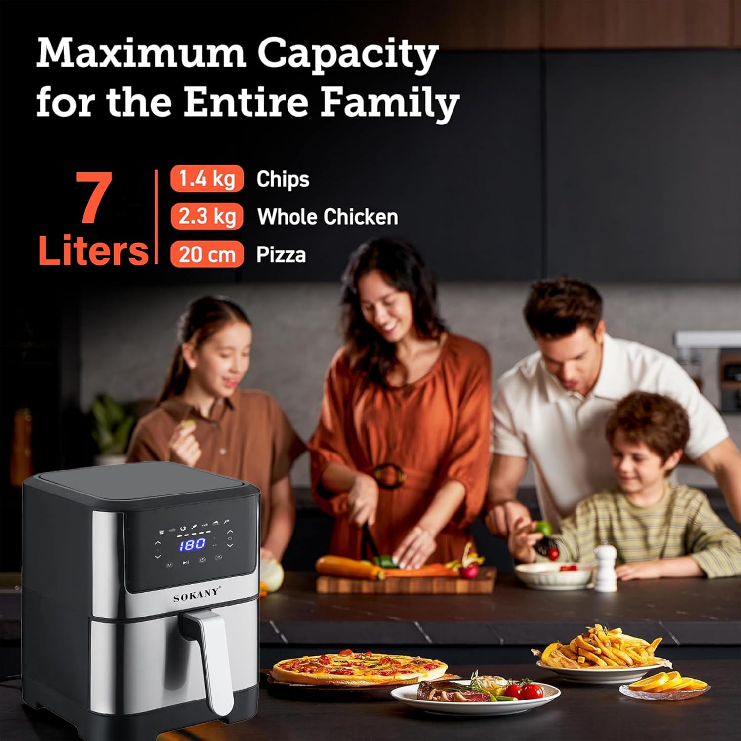 ΦΡΙΤΕΖΑ ΑΕΡΟΣ (AIR FRYER) 7L, 1800W – SOKANY ΦΡΙΤΕΖΑ ΑΕΡΟΣ (AIR FRYER) 7L, 1800W - SOKANY - Image 6