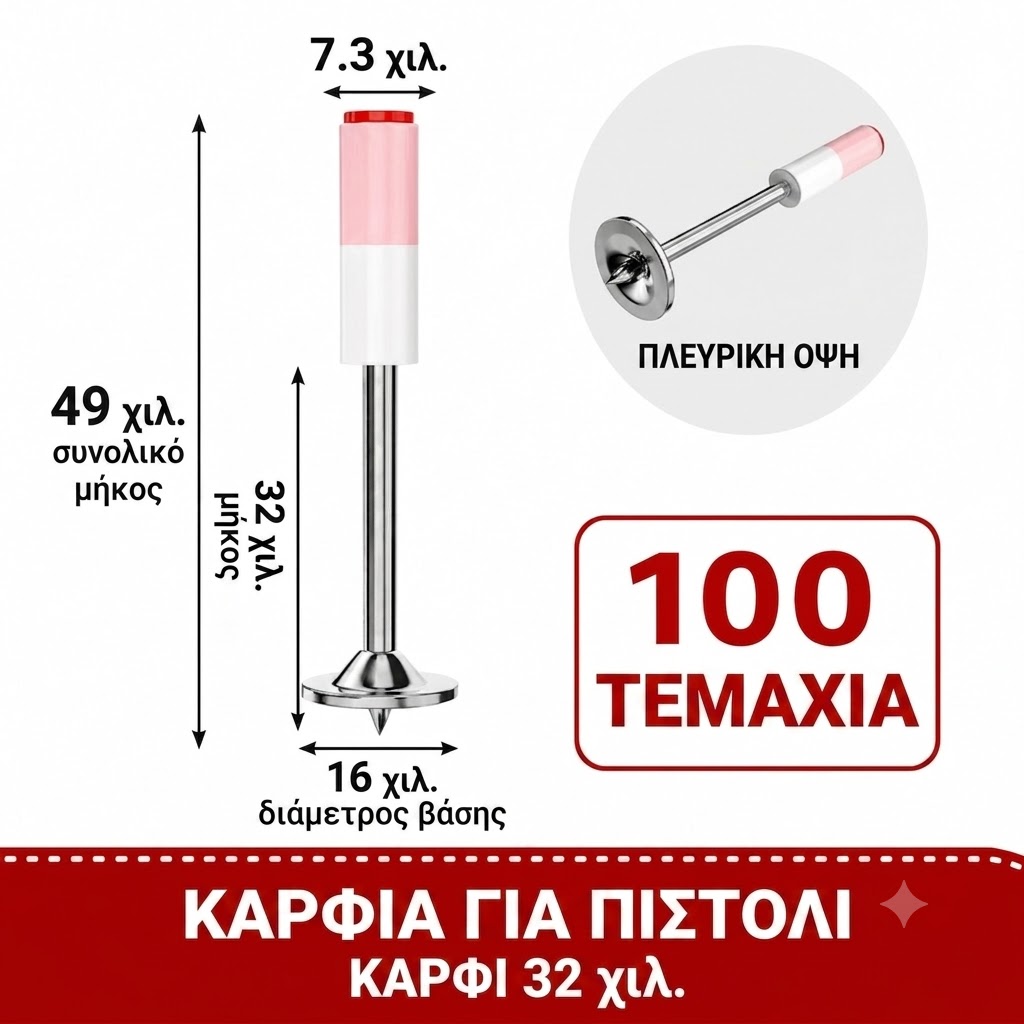 ΚΑΡΦΙΑ ΓΙΑ ΧΕΙΡΟΚΙΝΗΤΟ ΠΙΣΤΟΛΙ 32 ΜΜ (ΣΕΤ 100 ΤΕΜΑΧΙΩΝ) ΚΑΡΦΙΑ ΓΙΑ ΧΕΙΡΟΚΙΝΗΤΟ ΠΙΣΤΟΛΙ 32 ΜΜ (ΣΕΤ 100 ΤΕΜΑΧΙΩΝ)